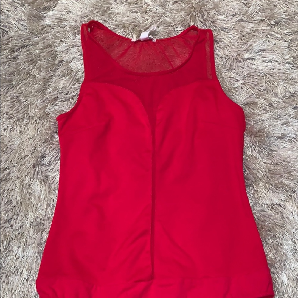 Red Mesh Leotard